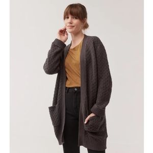 NWT Pact Open Knit Long Cardigan Storm Gray XS/S